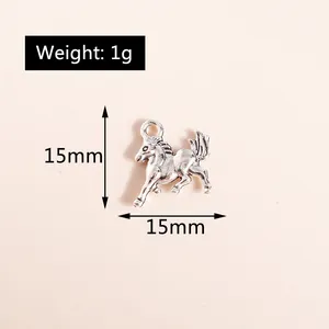 Macro shot of vintage alloy horse charm with dimensions 15mm and 1g weight detail