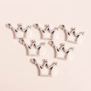 Simple Alloy Hollow Crown Charms Electroplated Silver Pendants Only (Without Chain) For DIY Jewelry Making Accessories