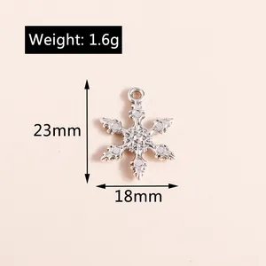 Dettaglio dimensioni 23mm x 18mm per il ciondolo a fiocco di neve in lega argentata