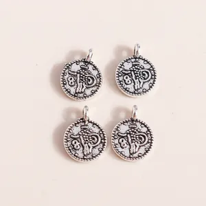 Retro-Münzanhänger aus Silberlegierung mit Elefanten-Prägung für DIY-Schmuck