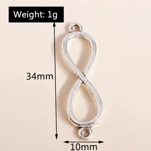 Detaillierte Maßtabelle für 34mm Unendlichkeit-Anhänger in Antik-Silber-Optik