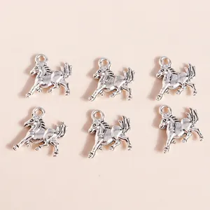 Set of 6 vintage silver horse charms made of plated alloy for DIY jewelry making