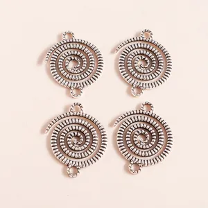 Spiral alloy pendants with double loops in antique silver finish for DIY jewelry
