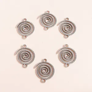 Pack of spiral silver alloy connectors for DIY jewelry making with dual hanging loops