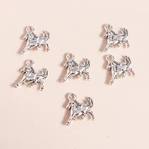 Antique Silver Plated Alloy Running Horse Pendants For DIY Jewelry Making Crafting Findings Animal Zodiac Horse Charm