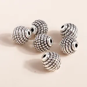 Retro Tibet Silber Lampion Perlen mit Punkttextur für DIY Schmuckherstellung