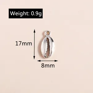 Detailansicht silberner Muschel-Anhänger 17x8mm für DIY Schmuckherstellung Zubehör