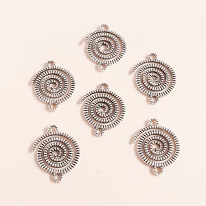 Antique Silver Alloy Spiral Vortex Double Hanger Pendant For DIY Necklace Bracelet Making Retro Geometric Jewelry Findings