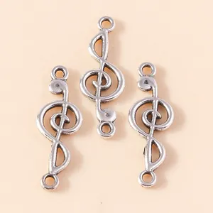 Set mit drei Vintage-Silber-Notenschlüssel-Anhängern für DIY-Schmuckherstellung
