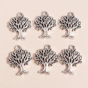 Set di 6 ciondoli albero della vita in lega d'argento vintage per gioielli fai-da-te