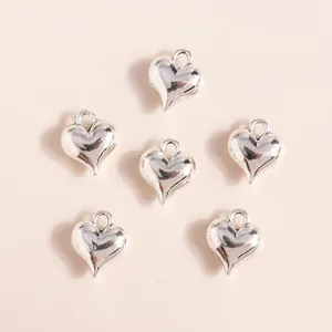 Alloy Heart Pendants 3D Stereoscopic Silver Plated Charms For DIY Jewelry Making Necklaces Bracelets Accessories Women Jewelry