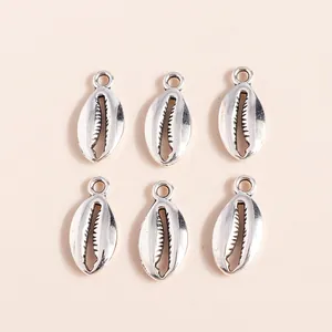 6er-Set vintage silberne Seeschnecken-Anhänger aus Metalllegierung für DIY-Schmuck