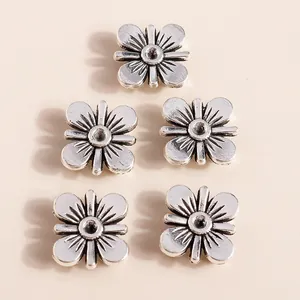 Silberne Kleeblatt Anhänger aus Legierung für DIY Schmuckherstellung 5er Set Zubehör