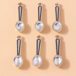 Pack of six silver electroplated alloy spoon charms for DIY jewelry making accessories