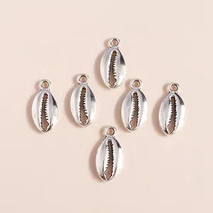 Set mit versilberten Kaurimuschel-Anhängern aus Legierung für DIY-Schmuck mit Vintage-Finish