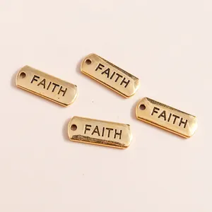 Colgantes rectangulares dorados Faith de aleación para creación de joyas DIY y accesorios
