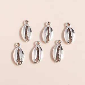 Set aus 6 silbernen Muschel-Anhängern aus Legierung für DIY-Schmuck und Sommer-Accessoires