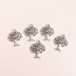 Cinque ciondoli Albero della Vita vintage in lega argentata per creazione gioielli DIY