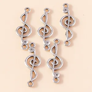 Vintage Silber Violinschlüssel Anhänger mit Doppelösen für DIY Schmuckherstellung
