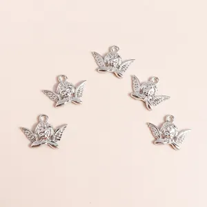 Five vintage silver alloy cherub angel charms for DIY jewelry making and craft pendants