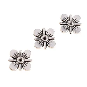 Retro-Silberlegierung Kleeblatt Blumenanhänger für DIY Schmuckherstellung Zubehör Set