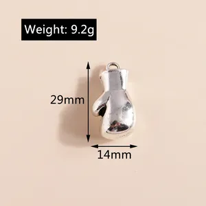 Detailed view of silver boxing glove pendant with 29mm height and 9.2g weight measurement