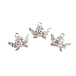 Three silver plated vintage angel cherub charms for DIY jewelry making accessories