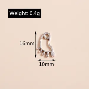 Detailed view of silver hollow footprint alloy charms with 16mm x 10mm size markings