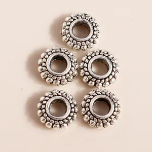 Fünf Vintage-Silberlegierung-Abstandshalter mit strukturierter Oberfläche für DIY-Schmuck
