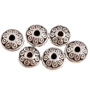 Vintage-Abstandsperlen aus Silberlegierung mit Sonnenblumen-Relief für DIY-Schmuck