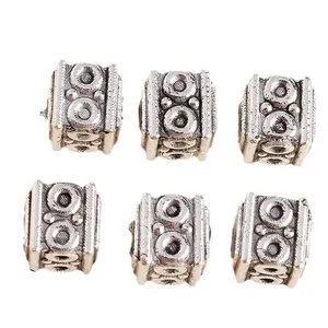 Packung mit 50 tibetischen Silberperlen im quadratischen Design für DIY-Schmuck