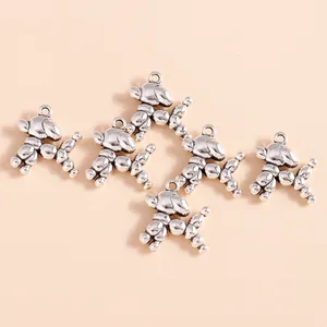 Five vintage silver alloy balloon dog pendants for DIY jewelry and keychain accessories