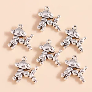 Set of six retro silver balloon dog pendants for DIY jewelry making accessories