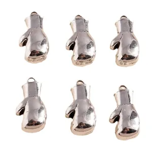 Set of six silver and champagne gold boxing glove pendants for DIY jewelry making