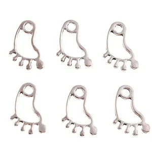 Pack of 50 silver plated alloy hollow footprint charms for DIY jewelry making and crafts