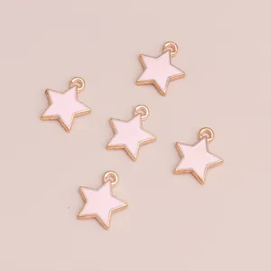 Roze emaille sterhangers met gouden legering voor doe-het-zelf sieraden en accessoires