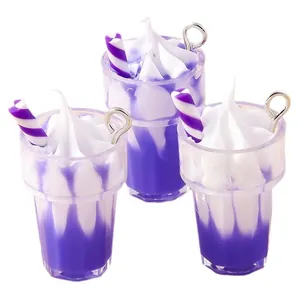 Trois mini breloques de glace violette avec anneaux en argent pour bijoux DIY