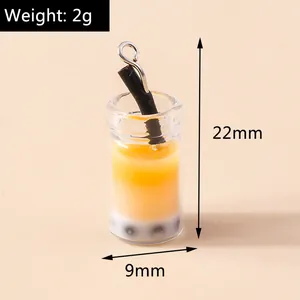 Detailweergave van de 22mm miniatuur bubble tea-hanger met afmetingen en gewicht