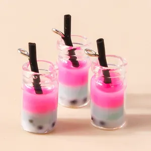 Mini acryl bubble tea hangers met verloop en pareldetails voor DIY-sieraden en accessoires