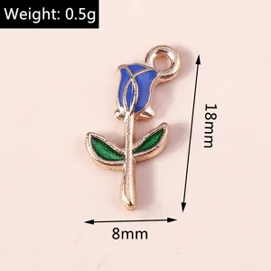 Detail showing deep blue rose charm with dimensions 18mm by 8mm for DIY jewelry