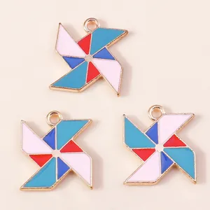 Colorful windmill alloy drip oil charms set for DIY necklaces and craft accessories
