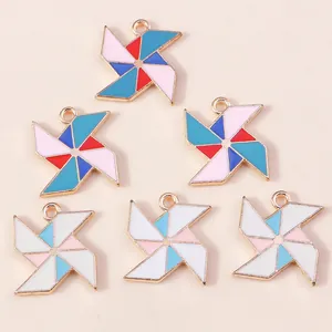 Pack of six colorful cartoon windmill alloy pendants for DIY necklace jewelry making