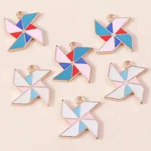 Cute Cartoon Windmill Enamel Alloy Charms For Necklace Handbag DIY Crafts Jewelry Making Pendants For Kids Women Accessories