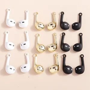 Novelty Alloy Earphone Shape Pendants For DIY Jewelry Making Simulation Earphone Charms For Earrings Necklace Creative Design Supplies