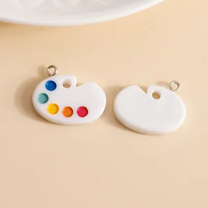 Artistic oil painting palette resin charms with colorful dots for DIY jewelry making