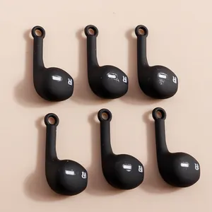 Set of six black matte simulated headphone pendants for DIY jewelry making and crafts