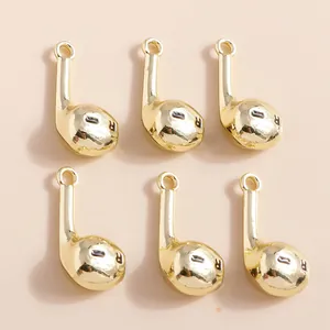 Pack of six golden alloy headphone pendants with L/R markings for jewelry DIY crafts