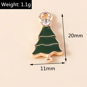 Detailed size view showing 20mm height and 11mm width of green Christmas tree charm