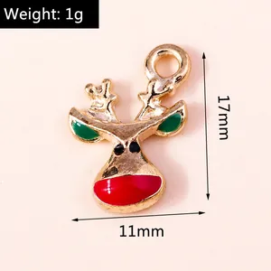 Detailed view of Christmas reindeer pendant showing 17x11mm dimensions and 1g weight