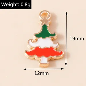 Detailed size chart for Christmas tree enamel charms showing 19mm height and 12mm width